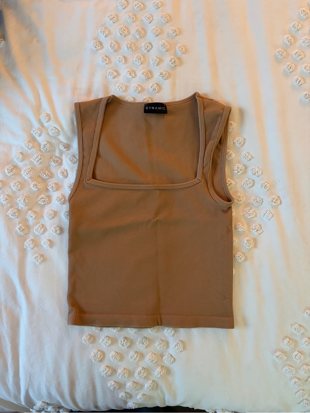 Women's Square Neck Ribbed Tank Top — Tan